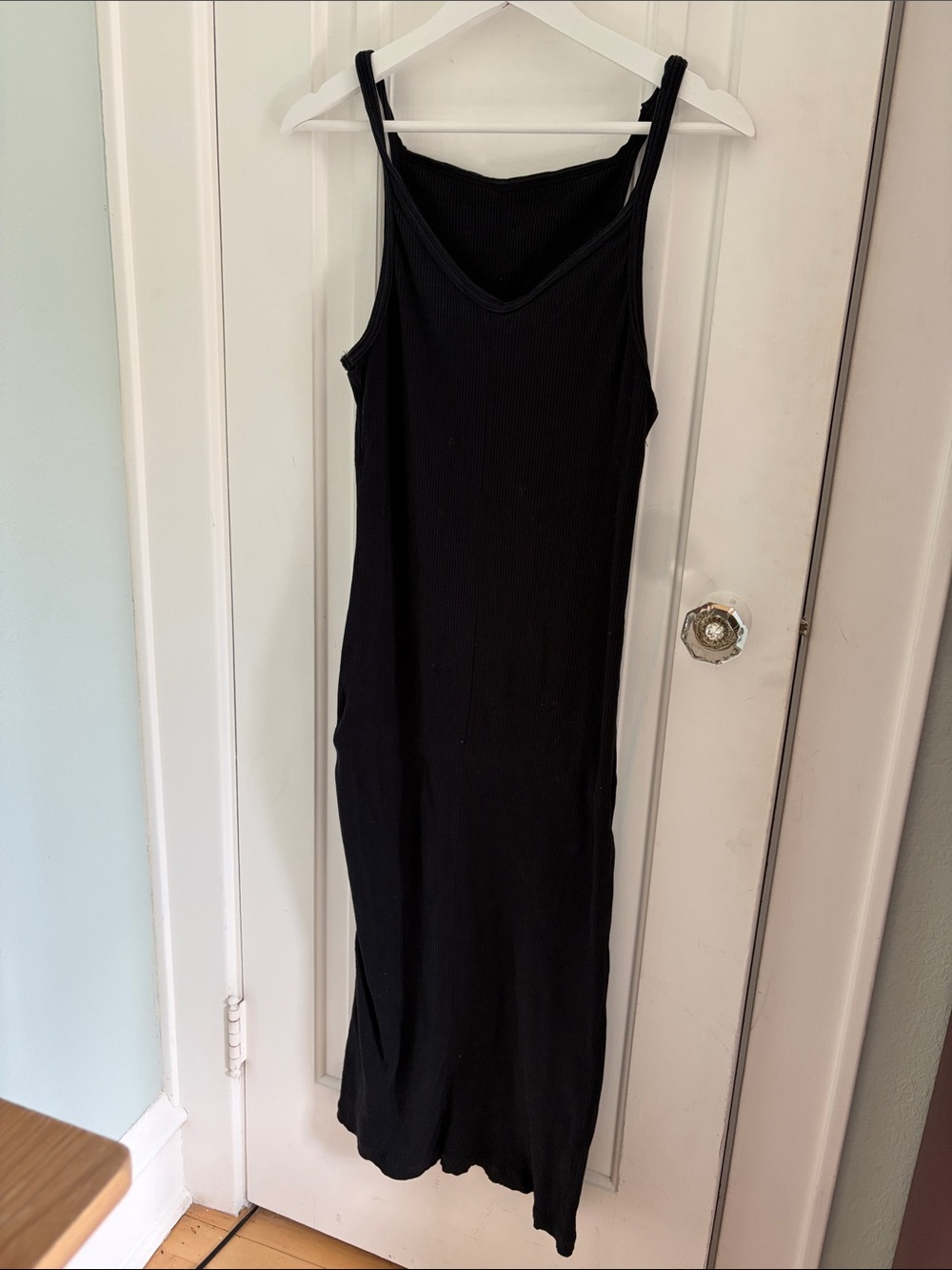 Juem • Black Ribbed Cotton Midi Blair Dress (Size 12 AUS or M US)